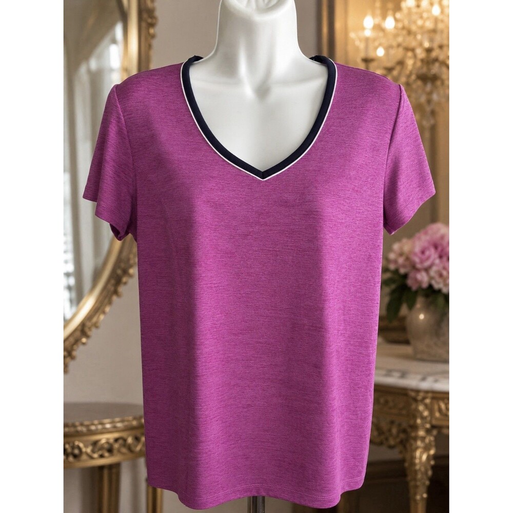Made for Life Quick Dri Purple Heather V Neck Active Top Women’s L Polyester